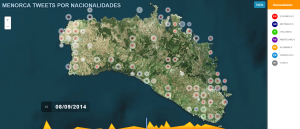 Mapa de Menorca amb les platges més mencionades al Twitter