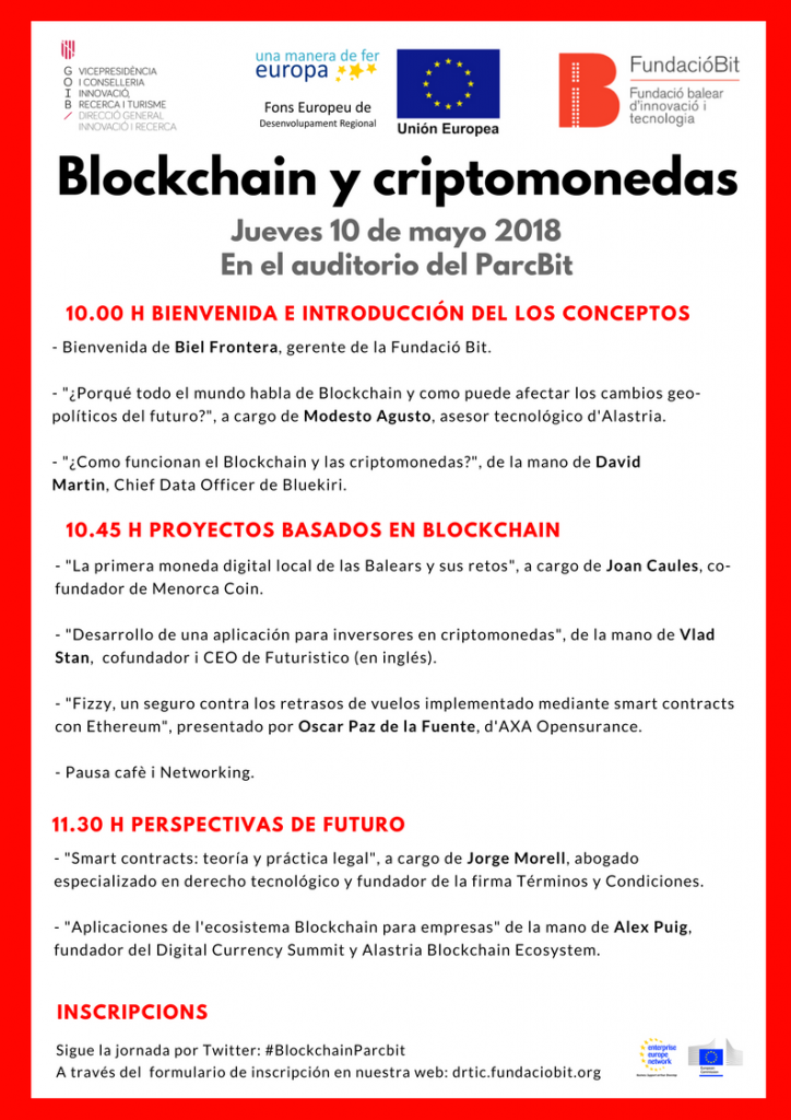 ESP Jornada BlockChain y Criptomonedes 10.05 Parc Bit Palma de Mallorca