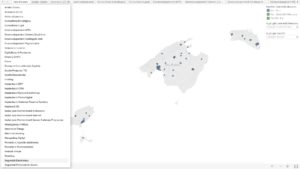 Mapa Empresas TIC Islas Baleares. Haz clic en el mapa y podrás realizar búsquedas para tipos de servicios y tecnologías utilizando los filtros.