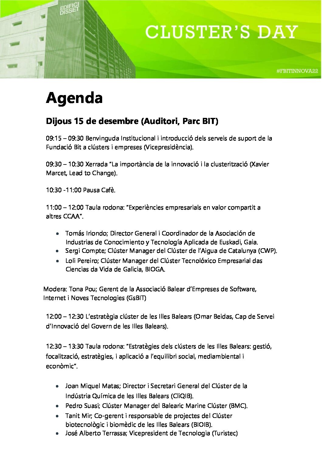 Agenda Clusters Day -CAT (2) 2.400 molècules trobades